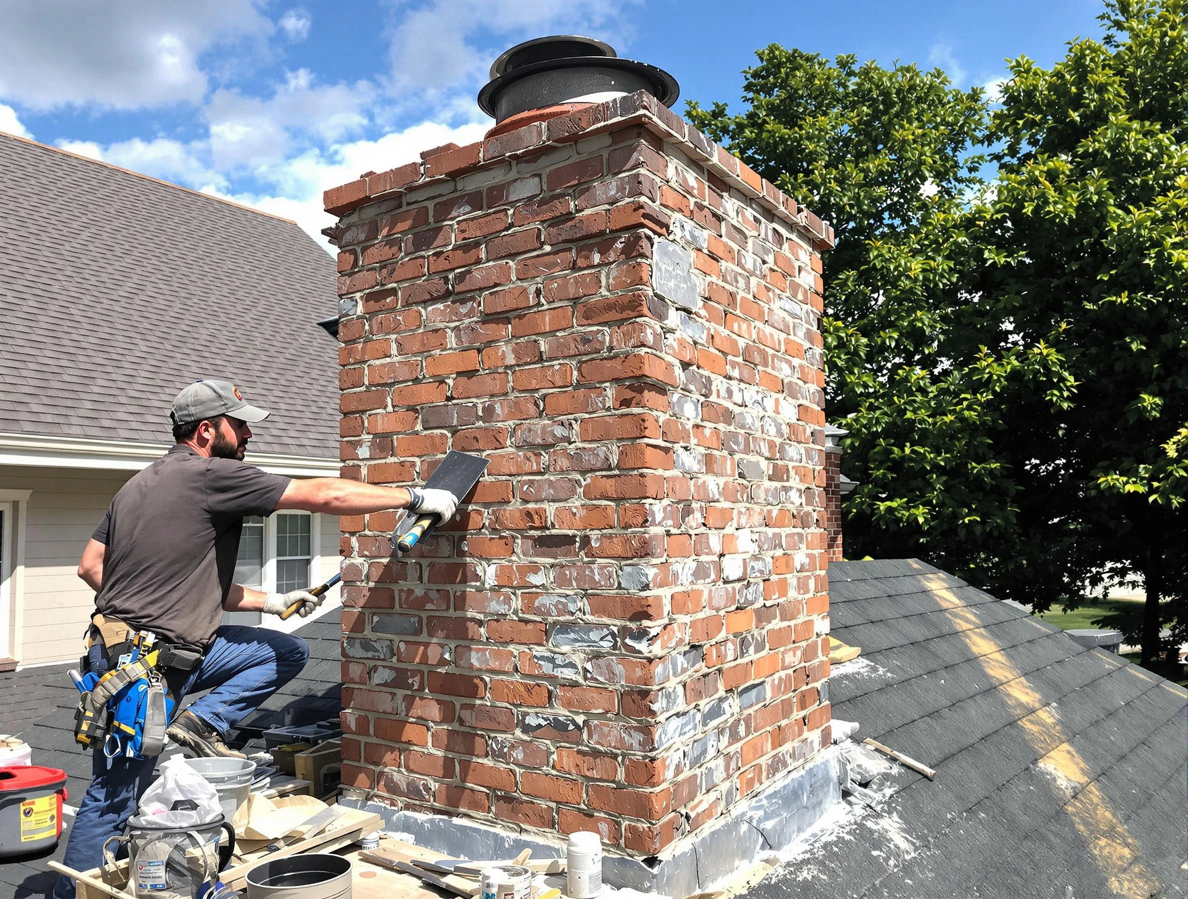 Completed chimney rebuild by Warr Acres Chimney Sweep in Warr Acres, OK